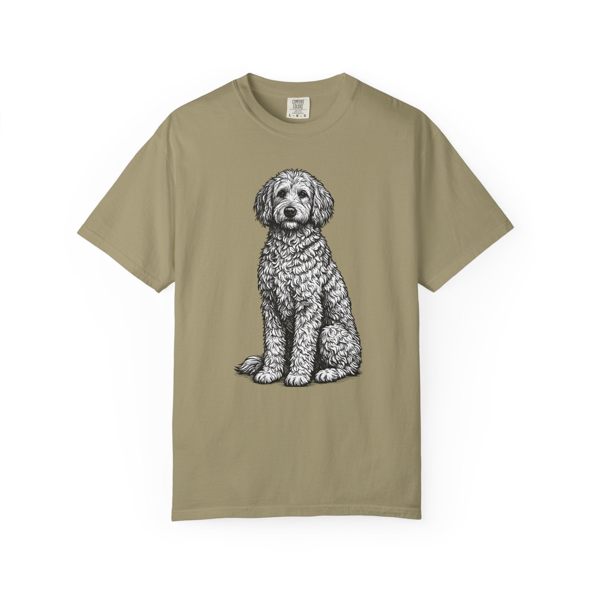 Doodle Sheepdog Graphic T-Shirt — Retro Rust Garment-Dyed Dog Tee