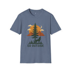 Go Outside T-Shirt — Outdoor Adventure Graphic Tee (Wolf, Mountains, Camping)