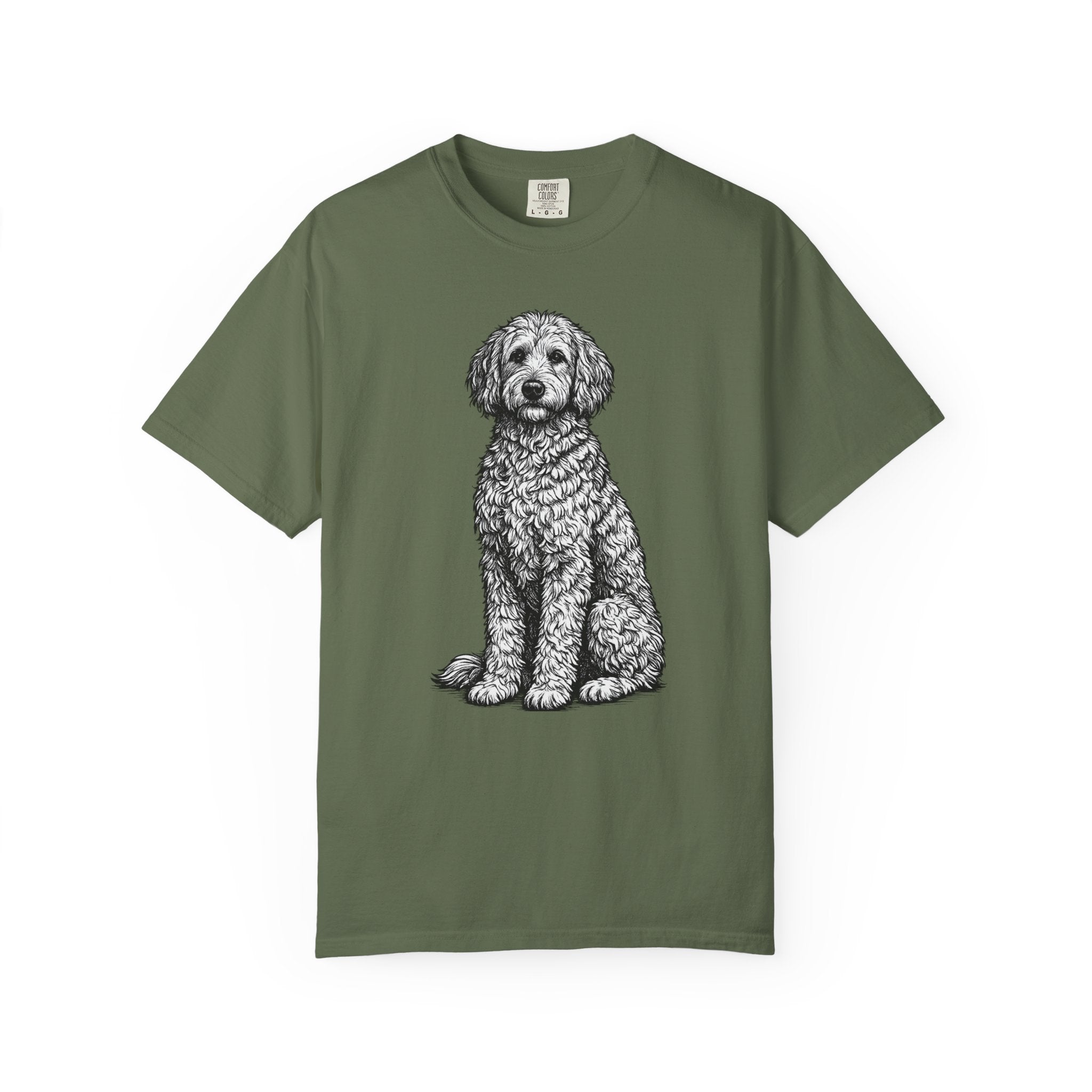Doodle Sheepdog Graphic T-Shirt — Retro Rust Garment-Dyed Dog Tee