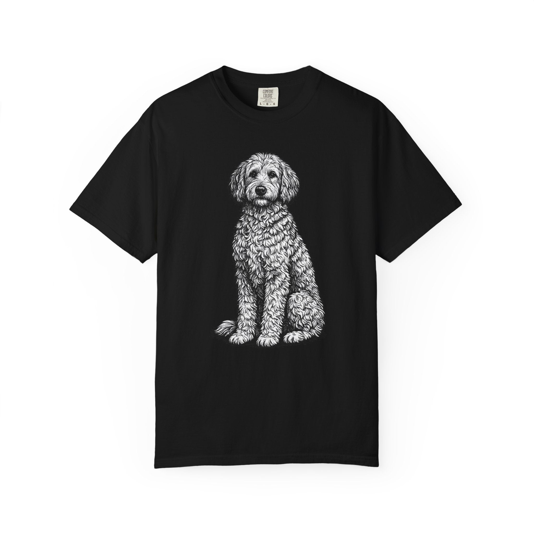 Doodle Sheepdog Graphic T-Shirt — Retro Rust Garment-Dyed Dog Tee