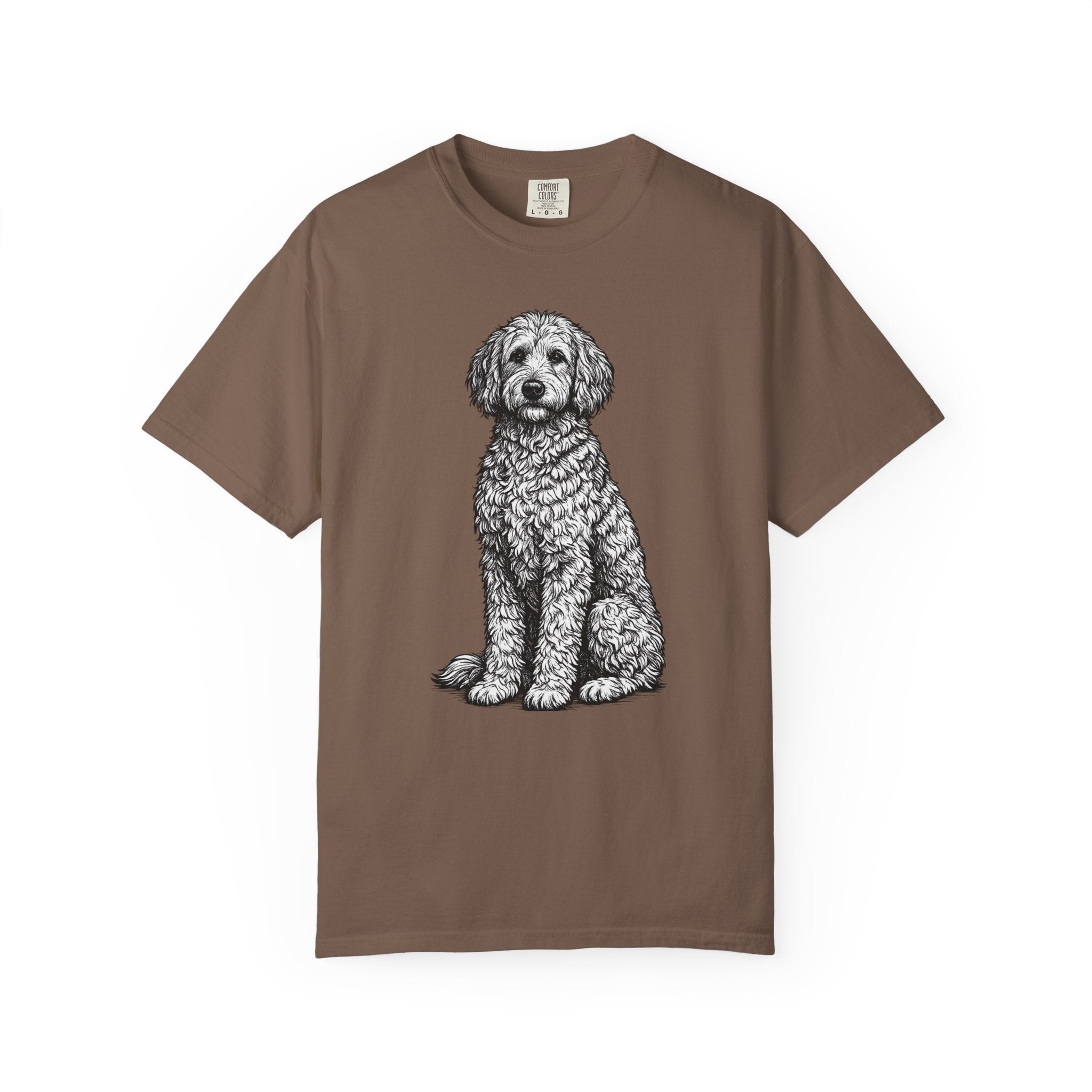 Doodle Sheepdog Graphic T-Shirt — Retro Rust Garment-Dyed Dog Tee