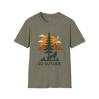Go Outside T-Shirt — Outdoor Adventure Graphic Tee (Wolf, Mountains, Camping)