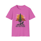 Go Outside T-Shirt — Outdoor Adventure Graphic Tee (Wolf, Mountains, Camping)