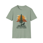 Go Outside T-Shirt — Outdoor Adventure Graphic Tee (Wolf, Mountains, Camping)
