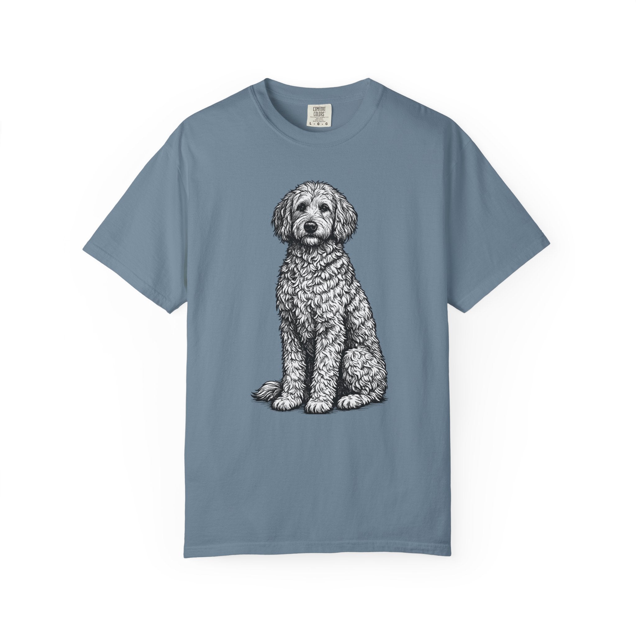 Doodle Sheepdog Graphic T-Shirt — Retro Rust Garment-Dyed Dog Tee