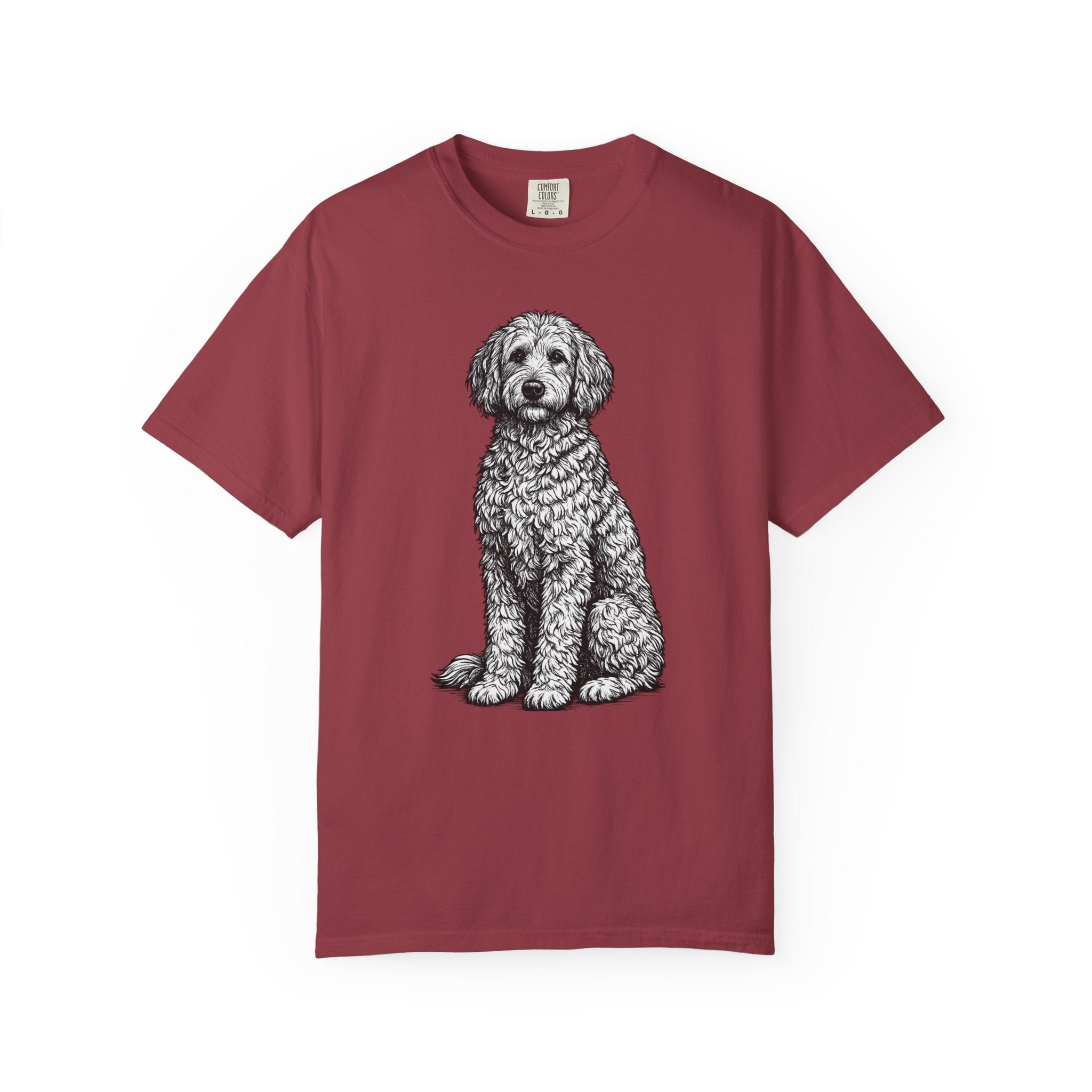 Doodle Sheepdog Graphic T-Shirt — Retro Rust Garment-Dyed Dog Tee