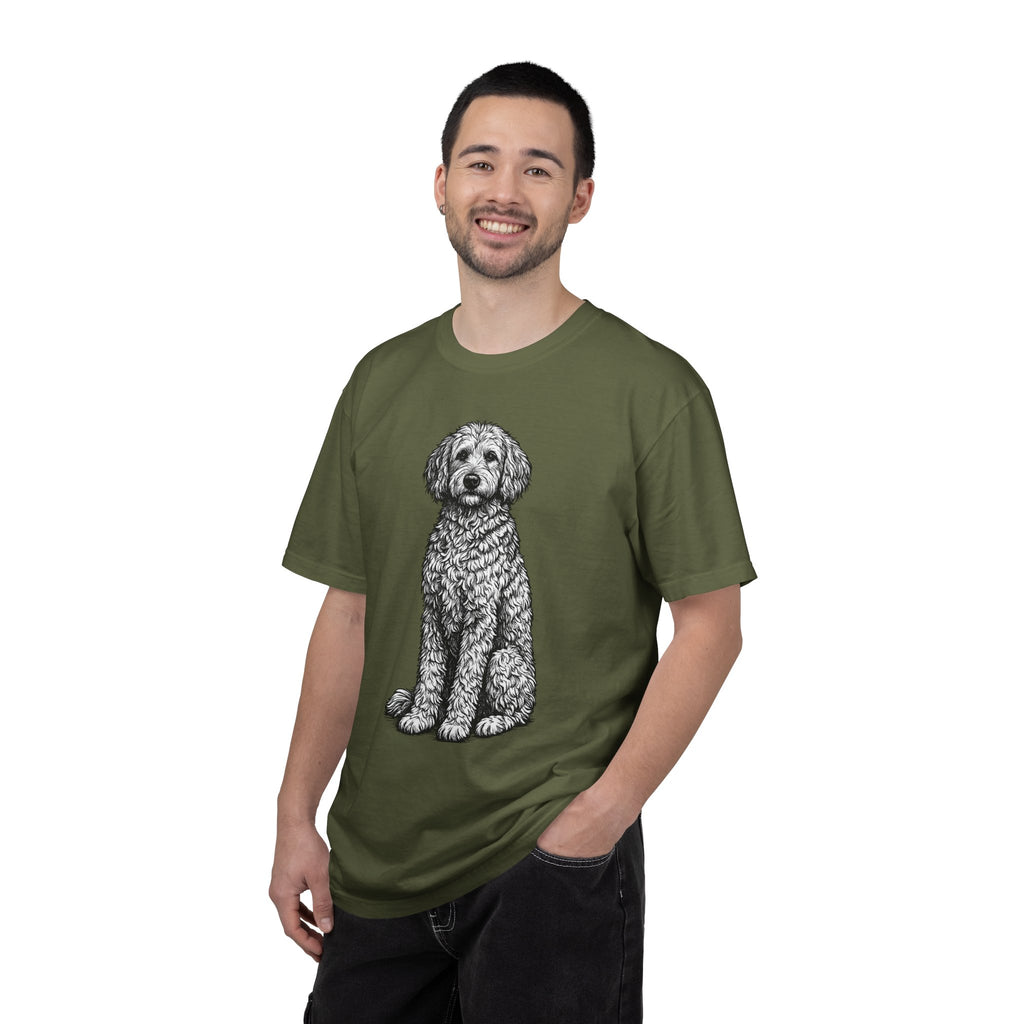 Doodle Sheepdog Graphic T-Shirt — Retro Rust Garment-Dyed Dog Tee