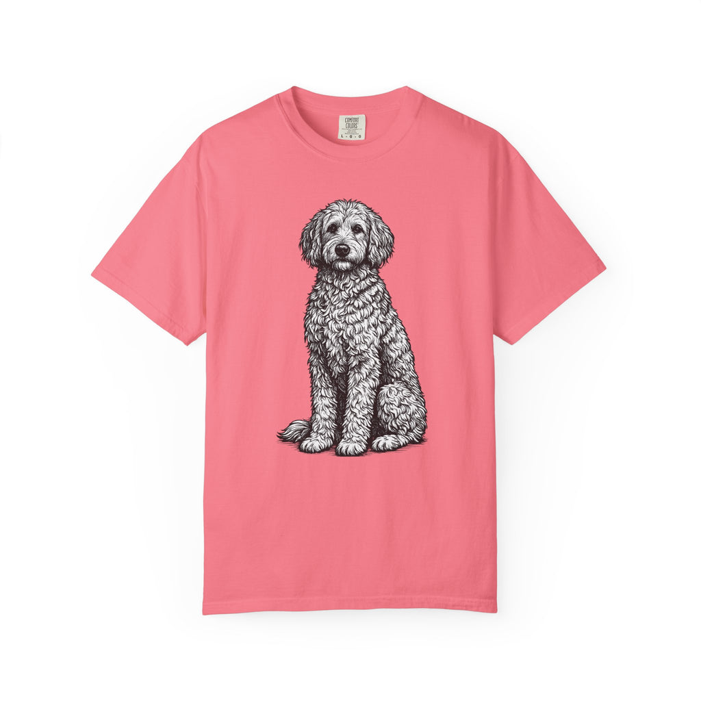 Doodle Sheepdog Graphic T-Shirt — Retro Rust Garment-Dyed Dog Tee