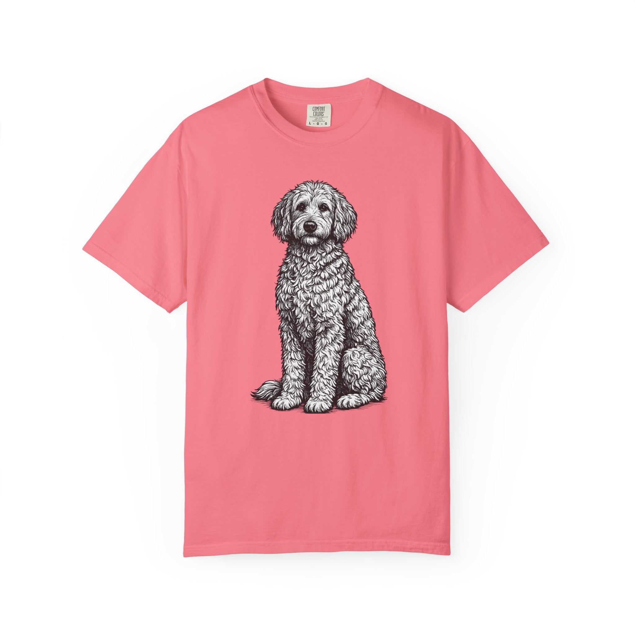 Doodle Sheepdog Graphic T-Shirt — Retro Rust Garment-Dyed Dog Tee