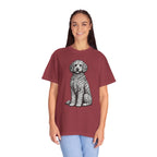 Doodle Sheepdog Graphic T-Shirt — Retro Rust Garment-Dyed Dog Tee