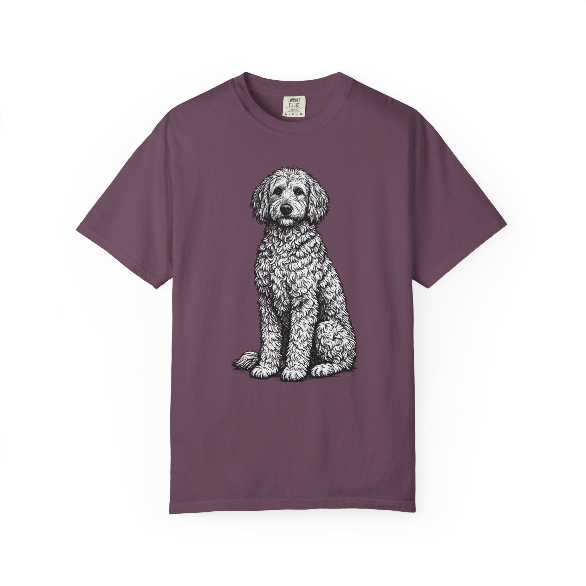 Doodle Sheepdog Graphic T-Shirt — Retro Rust Garment-Dyed Dog Tee