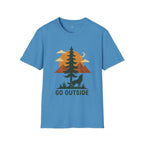 Go Outside T-Shirt — Outdoor Adventure Graphic Tee (Wolf, Mountains, Camping)