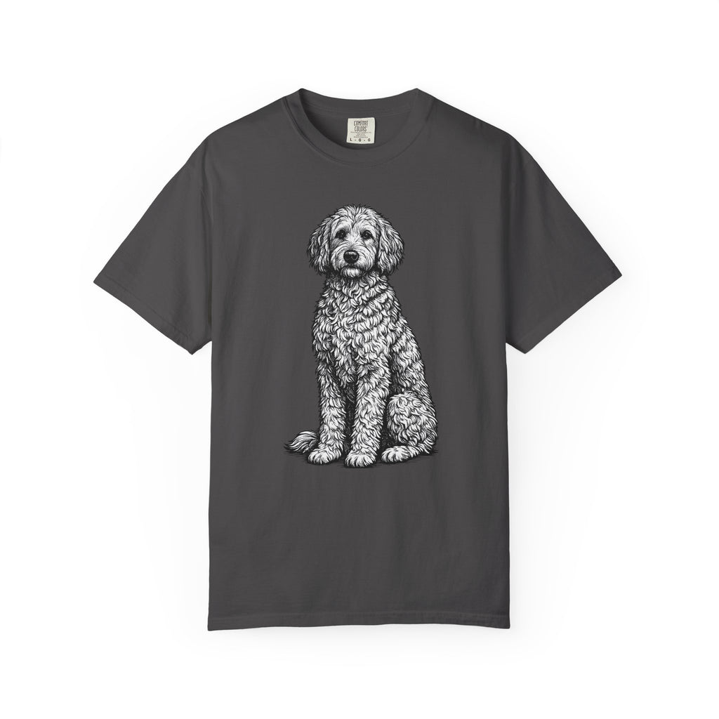 Doodle Sheepdog Graphic T-Shirt — Retro Rust Garment-Dyed Dog Tee