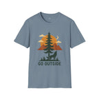Go Outside T-Shirt — Outdoor Adventure Graphic Tee (Wolf, Mountains, Camping)
