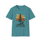 Go Outside T-Shirt — Outdoor Adventure Graphic Tee (Wolf, Mountains, Camping)
