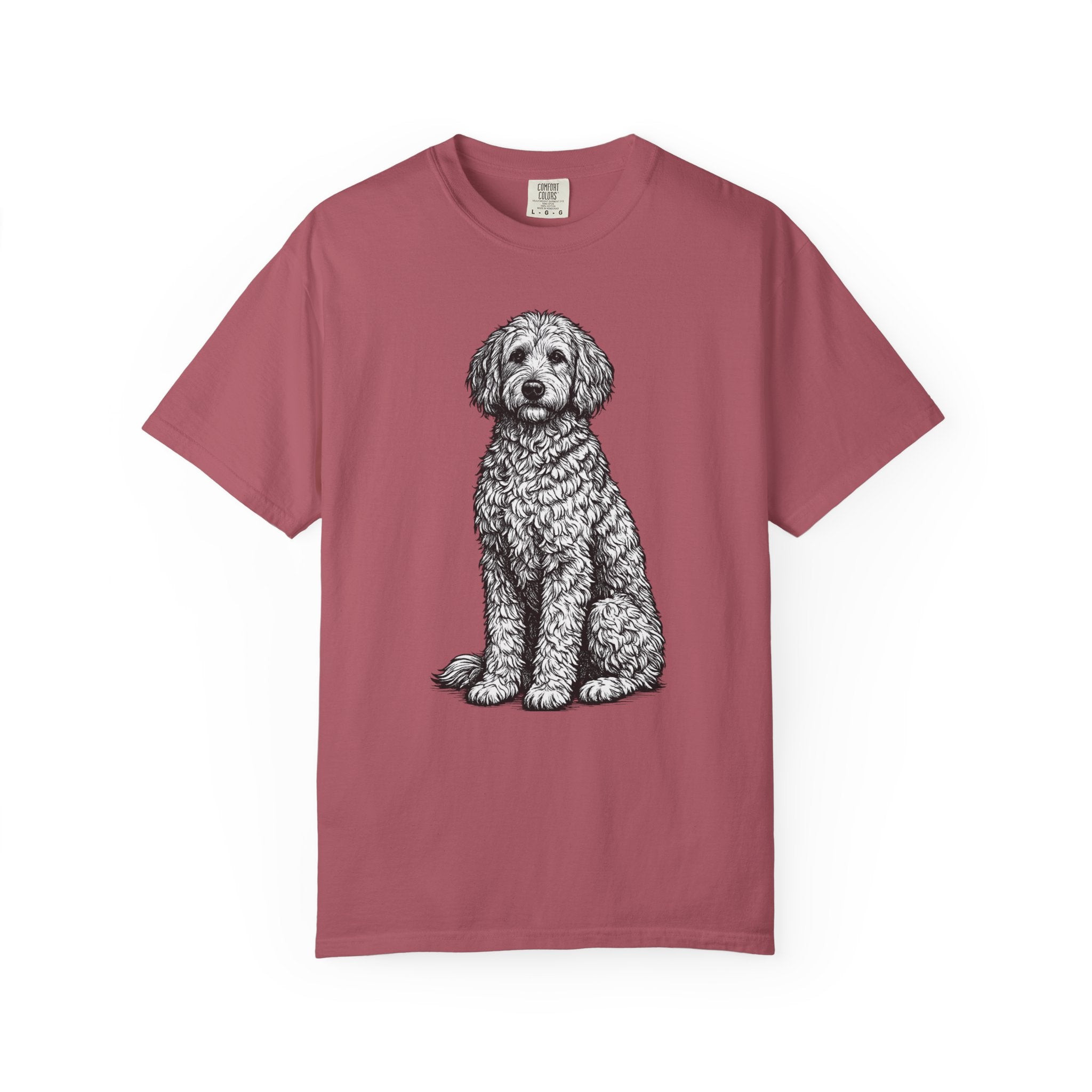 Doodle Sheepdog Graphic T-Shirt — Retro Rust Garment-Dyed Dog Tee