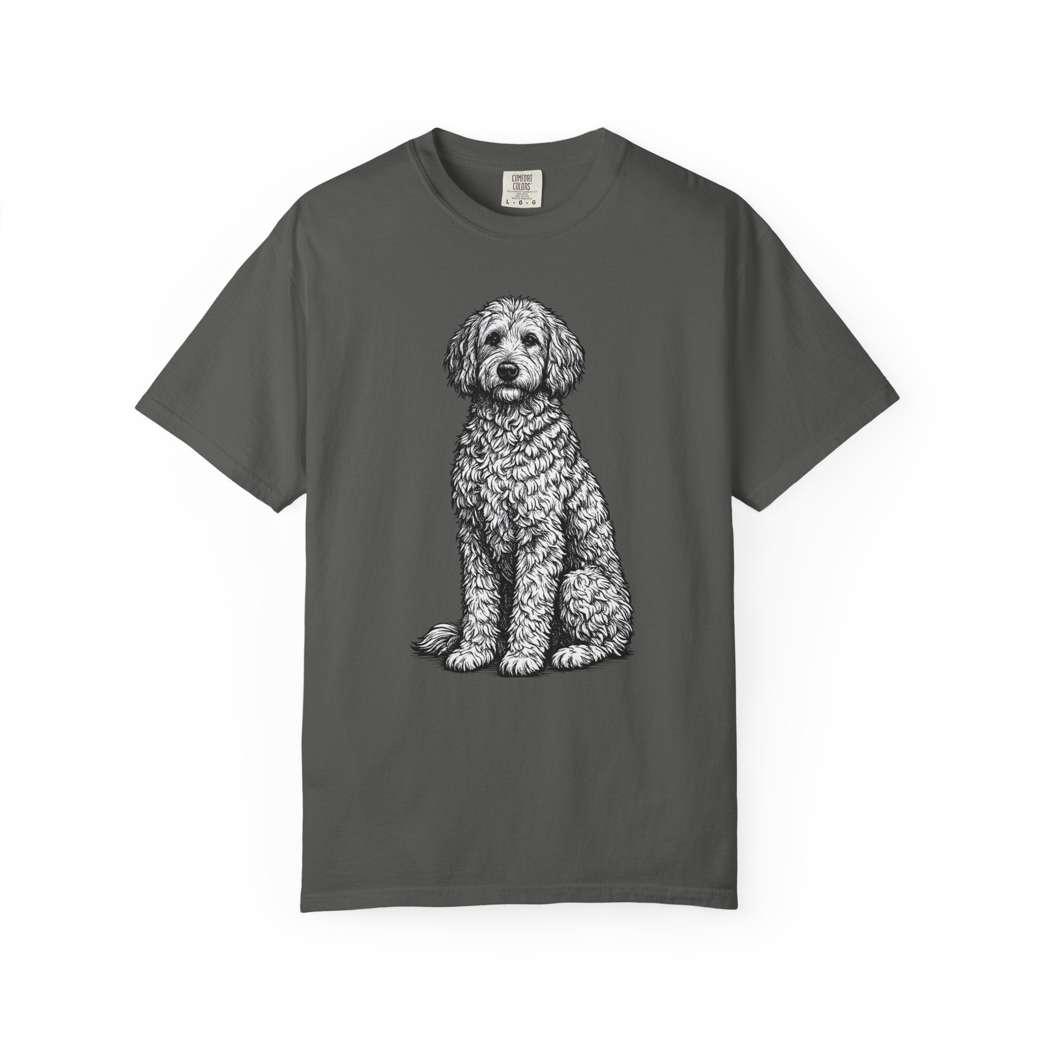 Doodle Sheepdog Graphic T-Shirt — Retro Rust Garment-Dyed Dog Tee